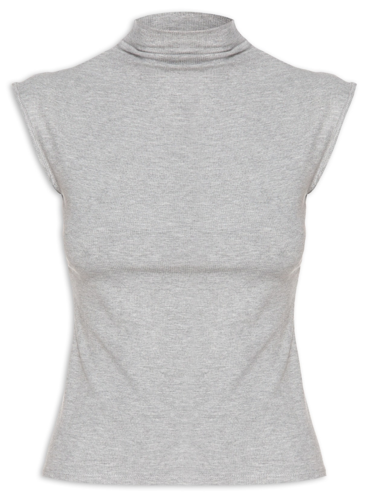 Blusa Feminina Sem Manga Gola Alta - Cinza