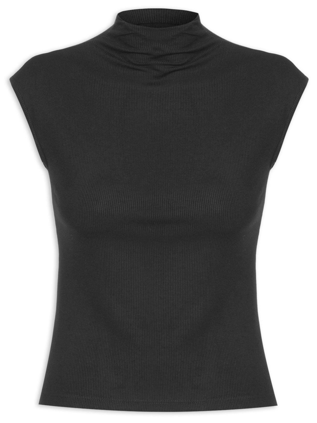 Blusa Feminina Sem Manga Gola Alta - Preto