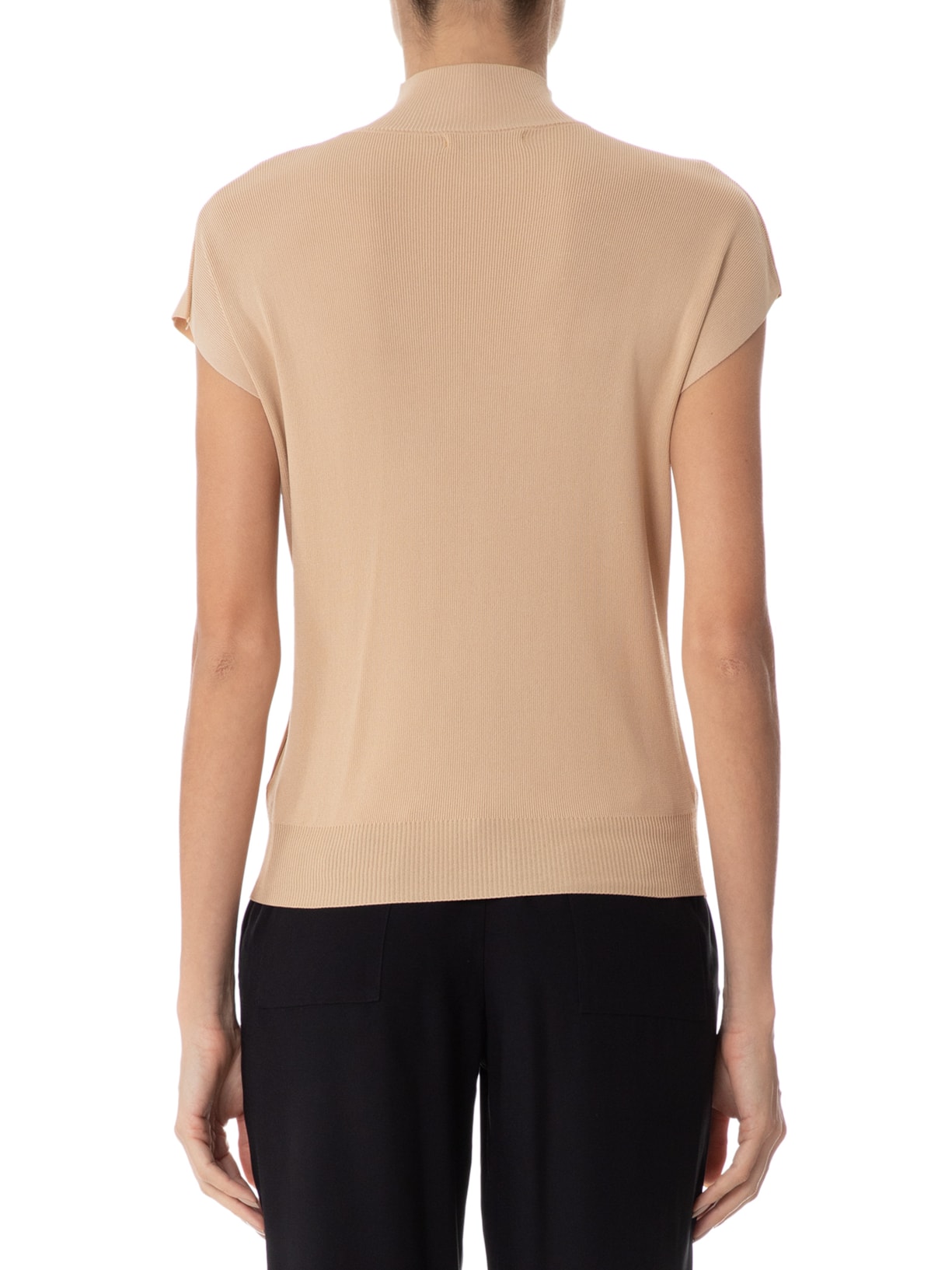 Blusa Feminina Sem Manga Gola Alta Tricot Bege '2Essential