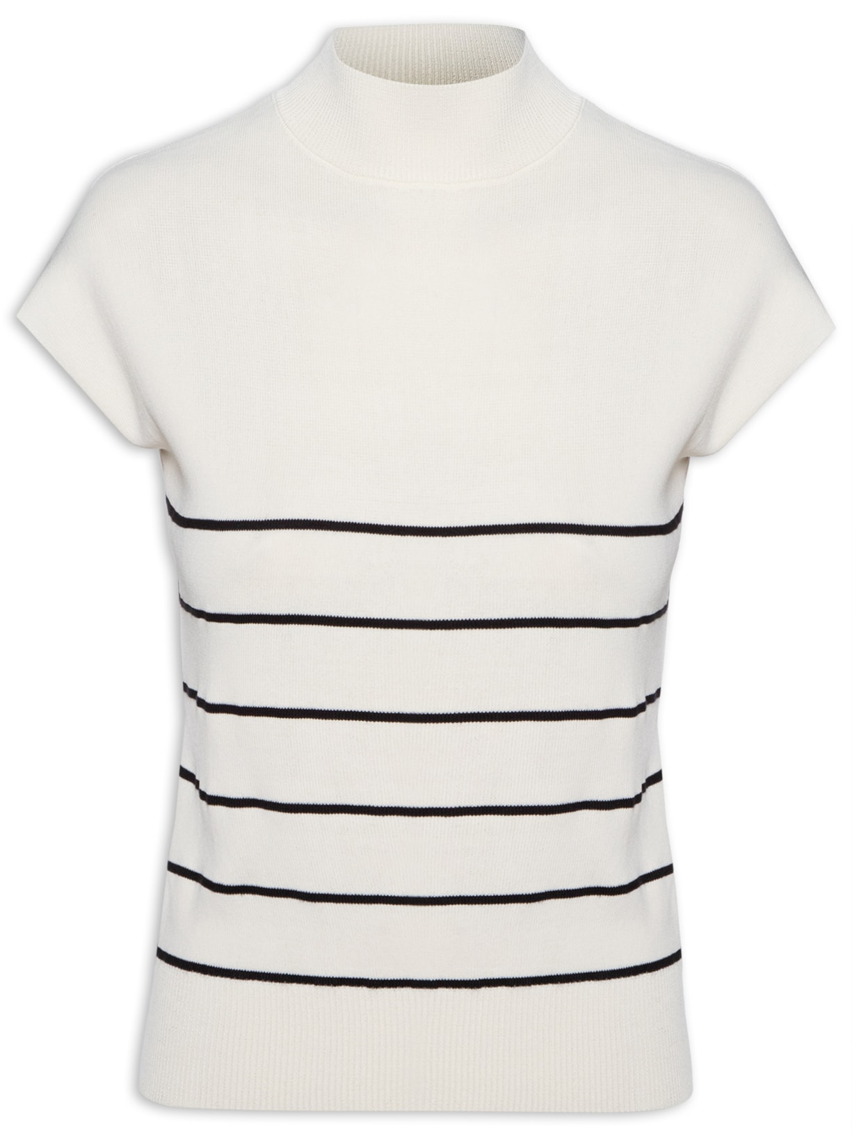 Blusa Feminina Sem Manga Gola Alta Tricot - Off White