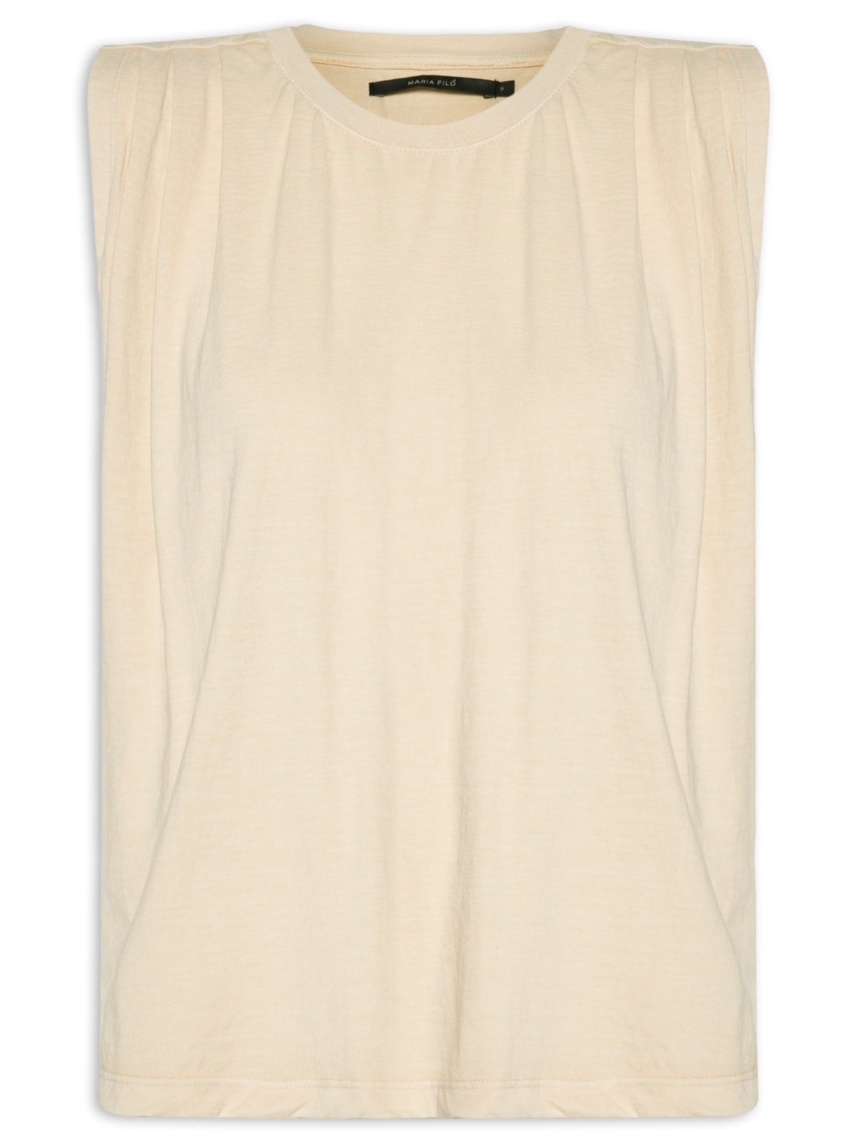 Blusa Feminina Sem Manga Pregas - Bege