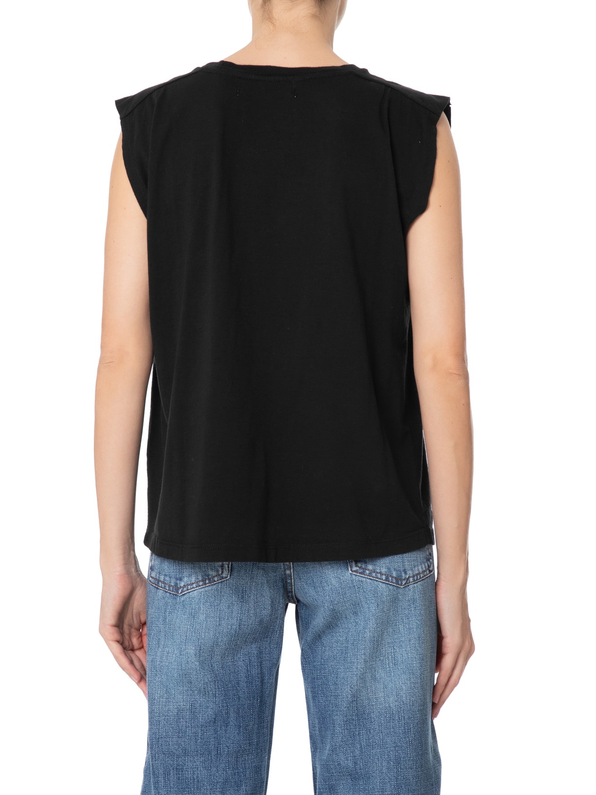 Blusa Feminina Sem Manga Pregas Preto Maria Filó