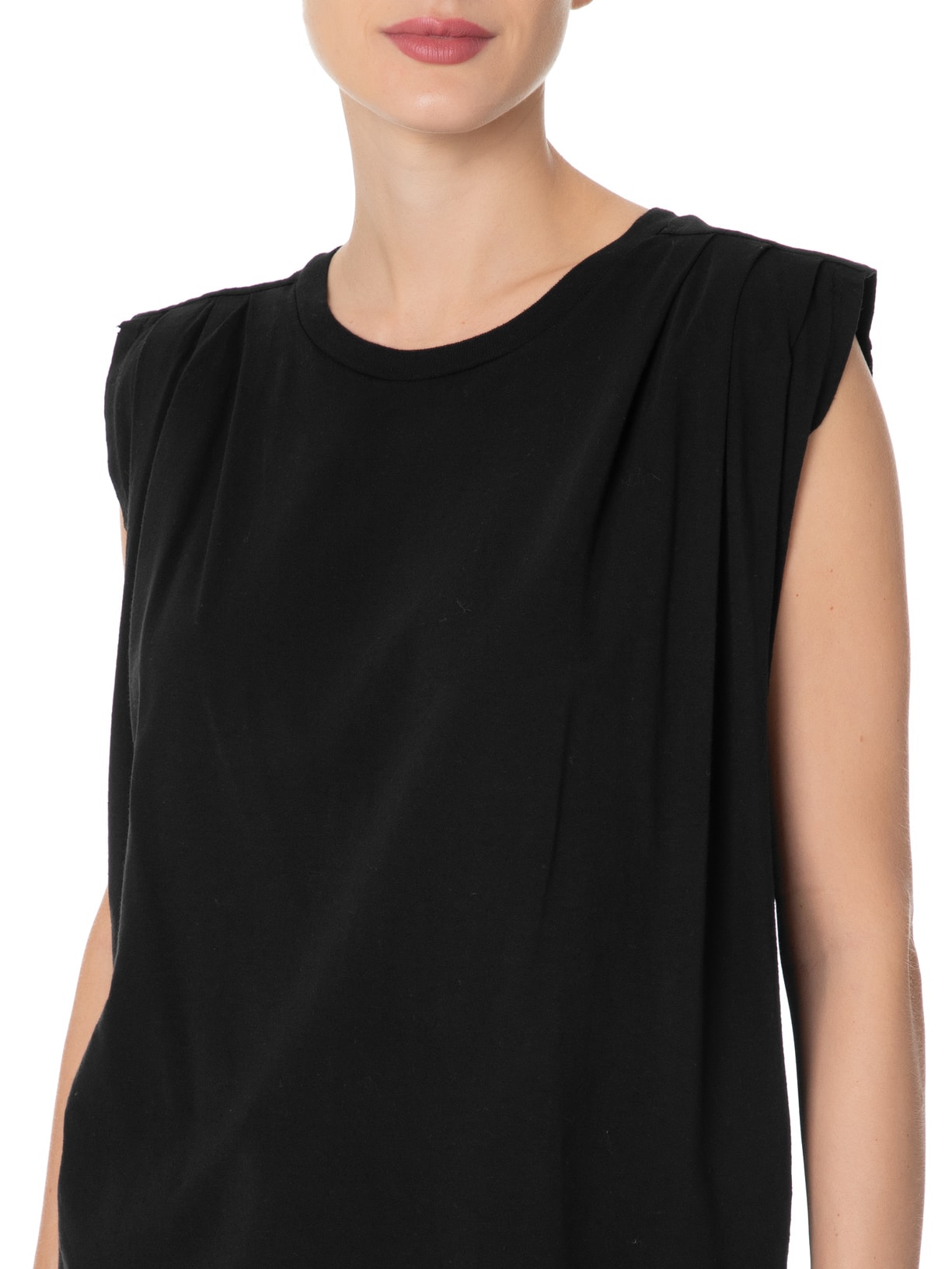 Blusa Feminina Sem Manga Pregas Preto Maria Filó