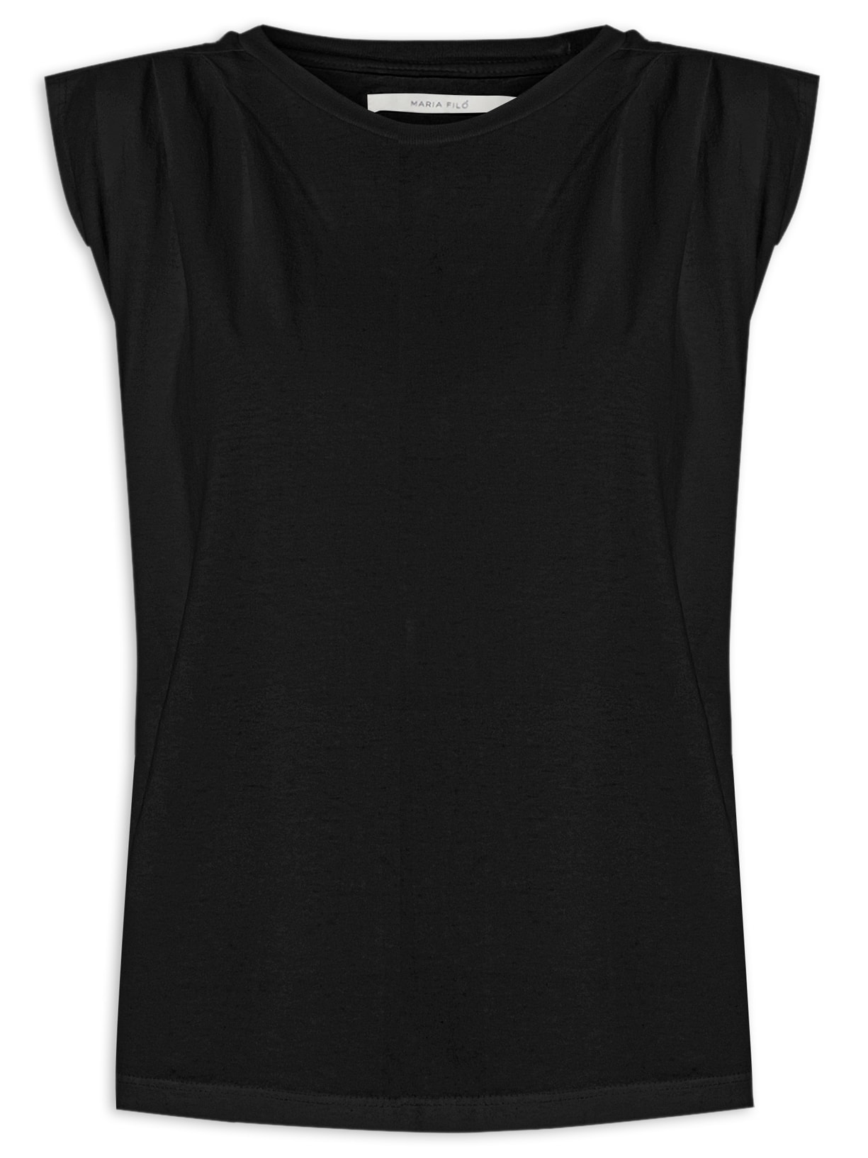 Blusa Feminina Sem Manga Pregas Preto Maria Filó