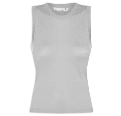 Blusa Feminina Sem Manga Seda com Cashmere - Cinza