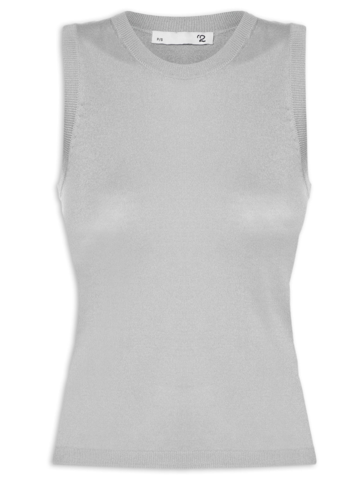 Blusa Feminina Sem Manga Seda com Cashmere - Cinza