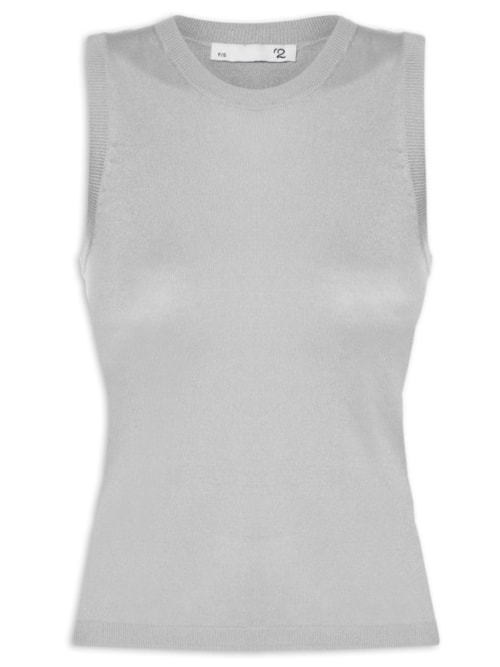 Blusa Feminina Sem Manga Seda com Cashmere - Cinza