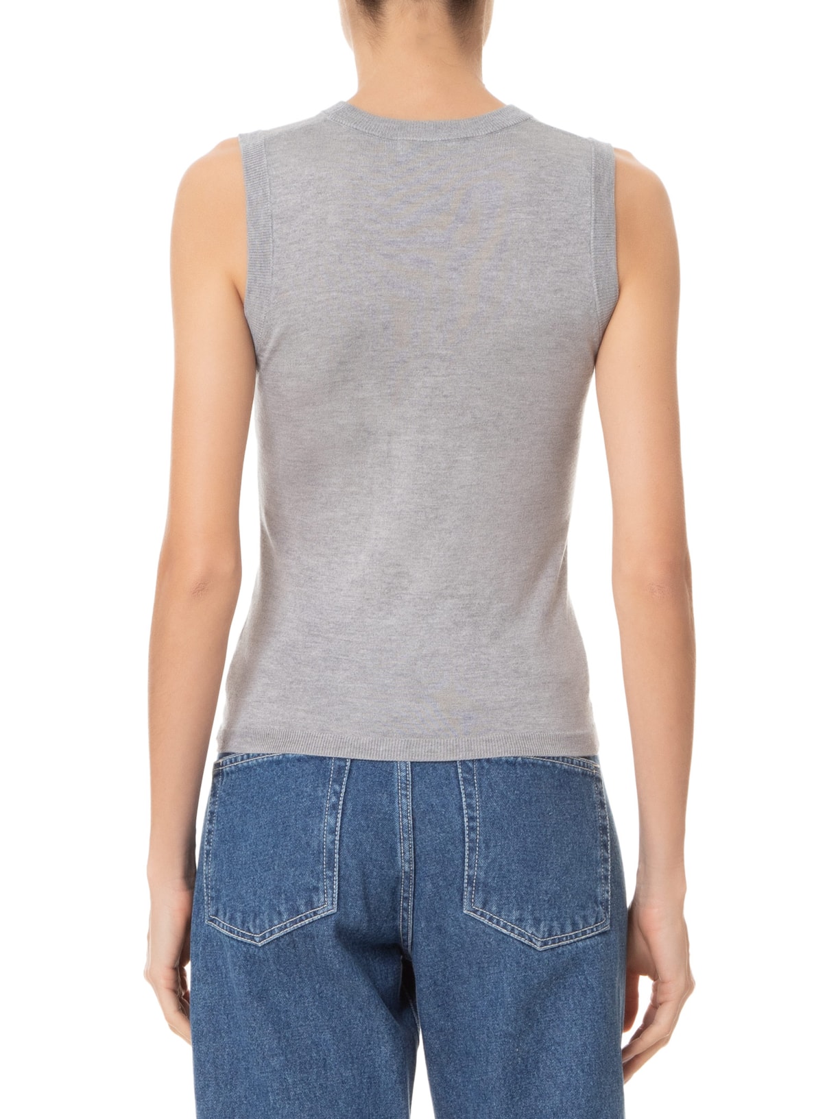 Blusa Feminina Sem Manga Seda com Cashmere Cinza '2Essential