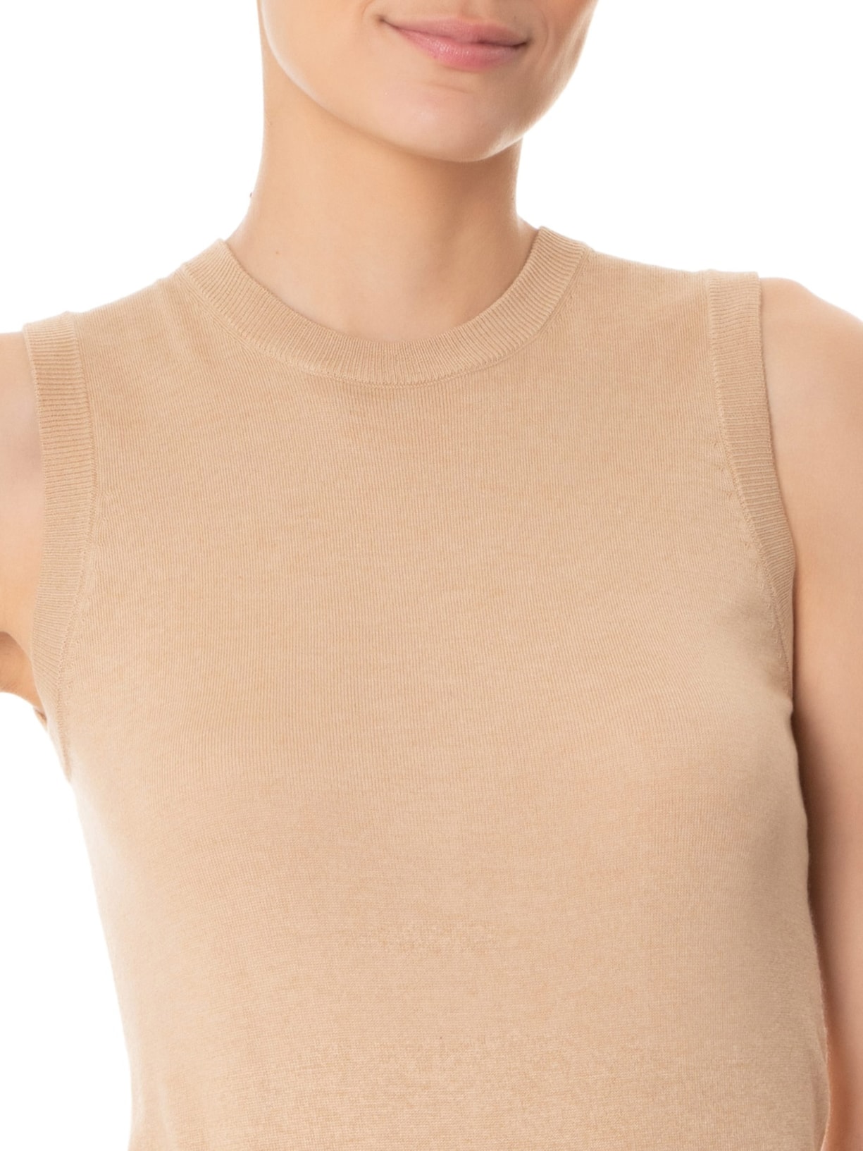 Blusa Feminina Sem Manga Seda com Cashmere Marrom '2Essential