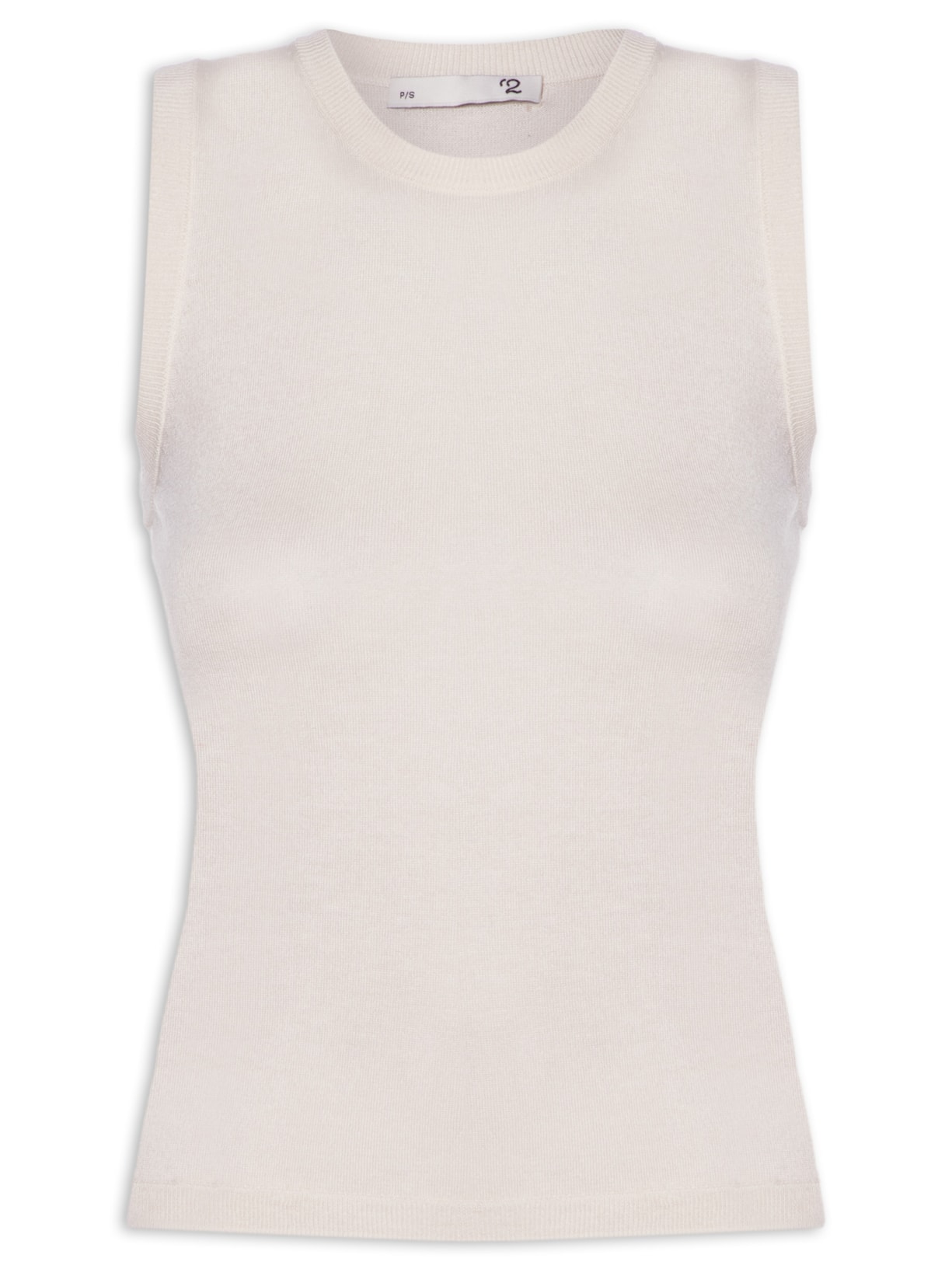 Blusa Feminina Sem Manga Seda com Cashmere Off White '2Essential