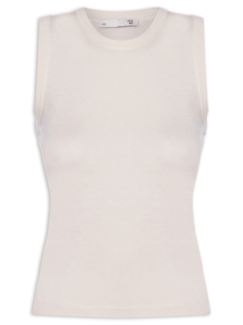 Blusa Feminina Sem Manga Seda com Cashmere - Off White