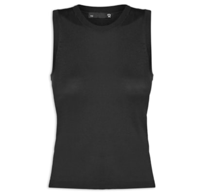 Blusa Feminina Sem Manga Seda com Cashmere - Preto 