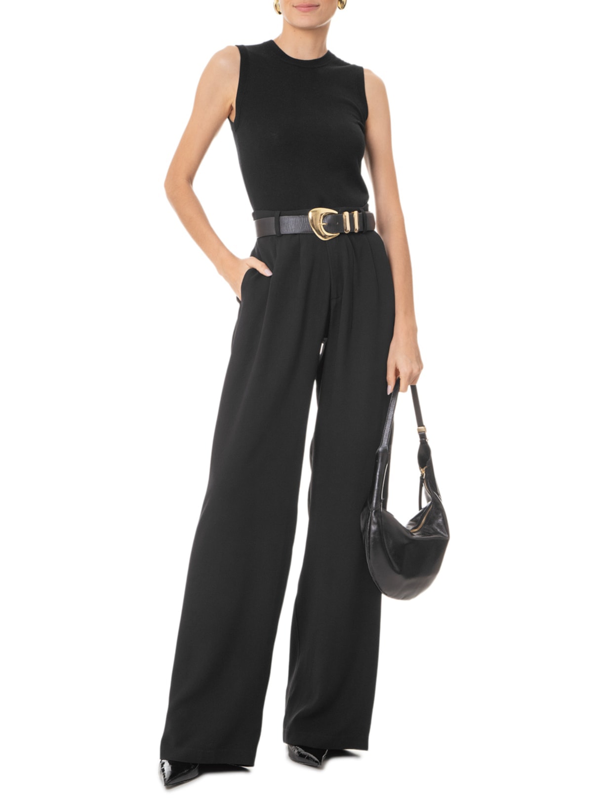 Blusa Feminina Sem Manga Seda com Cashmere Preto  '2Essential