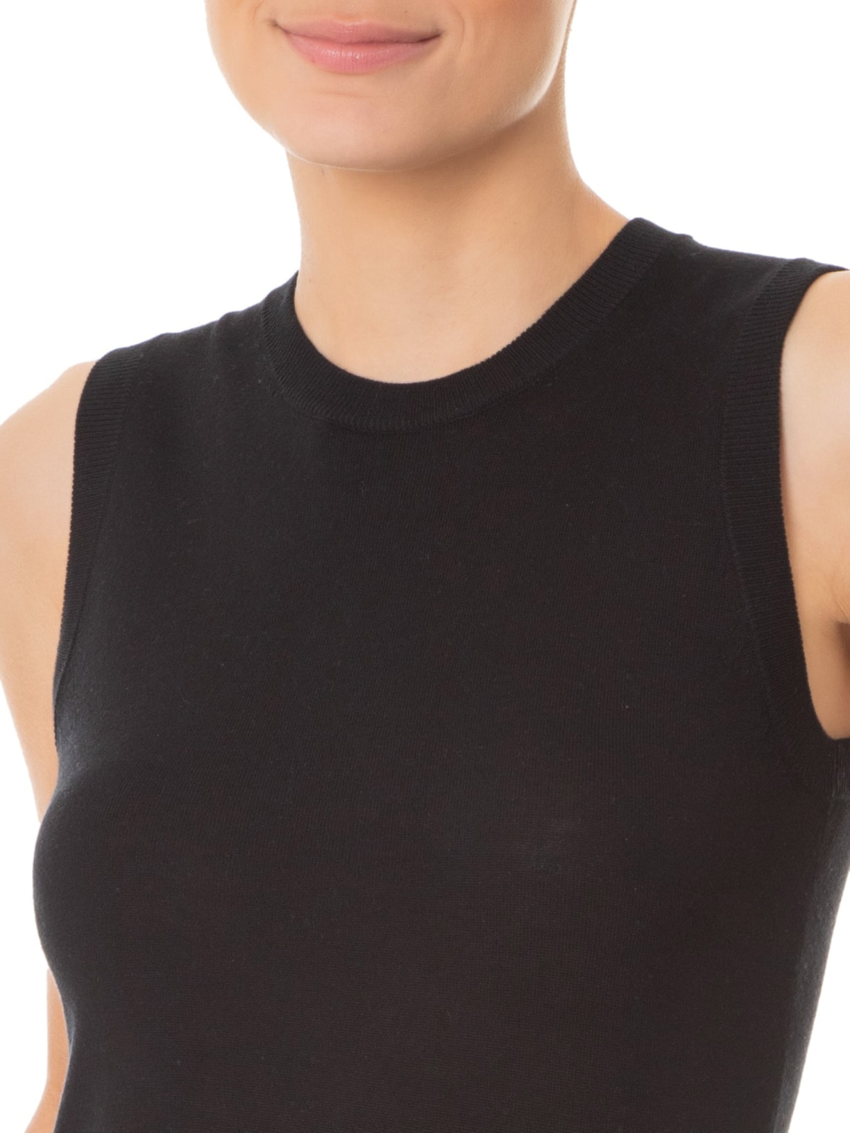 Blusa Feminina Sem Manga Seda com Cashmere Preto  '2Essential