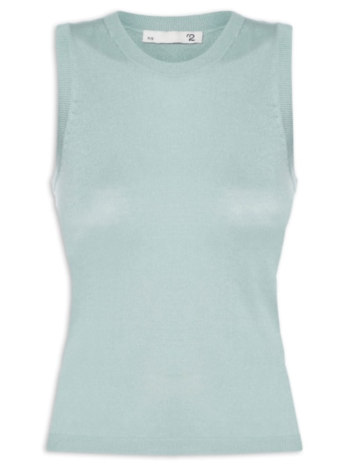 Blusa Feminina Sem Manga Seda com Cashmere - Verde