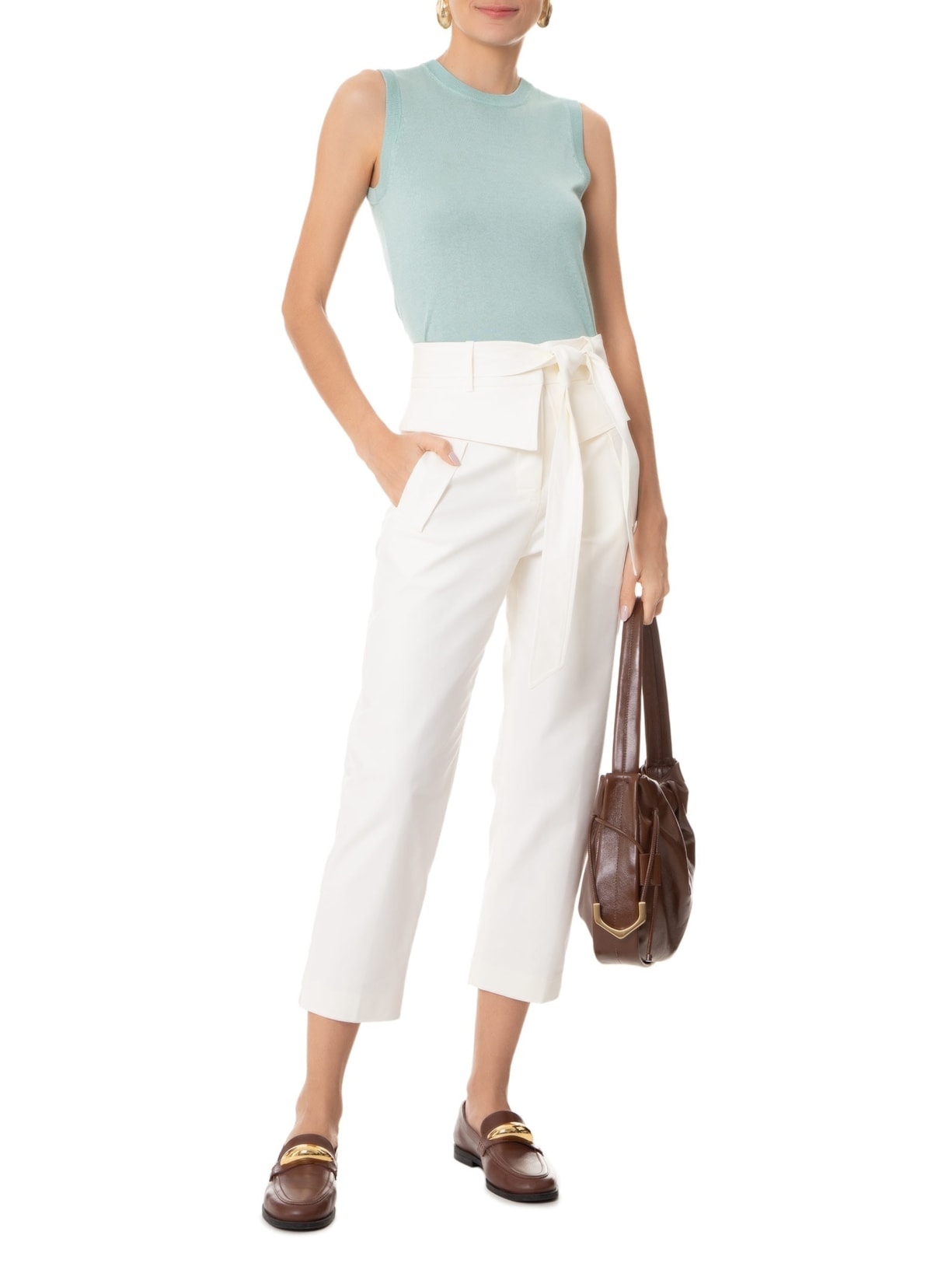 Blusa Feminina Sem Manga Seda com Cashmere Verde '2Essential