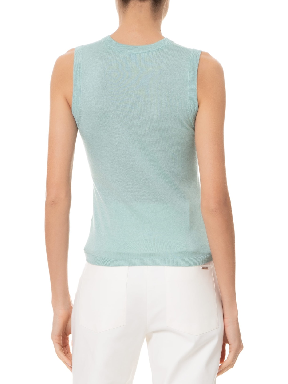 Blusa Feminina Sem Manga Seda com Cashmere Verde '2Essential