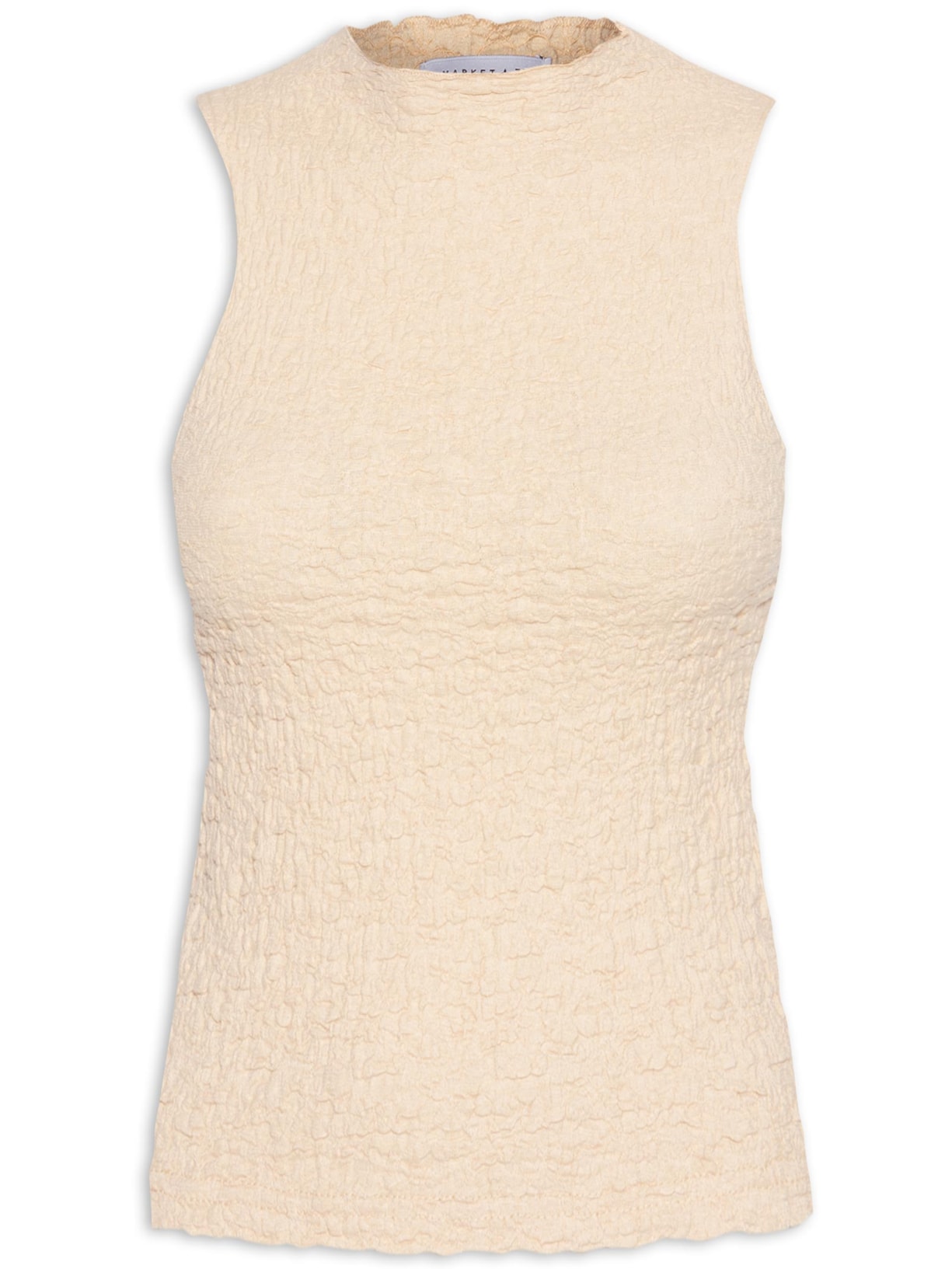 Blusa Feminina Sem Manga Texturizada - Bege