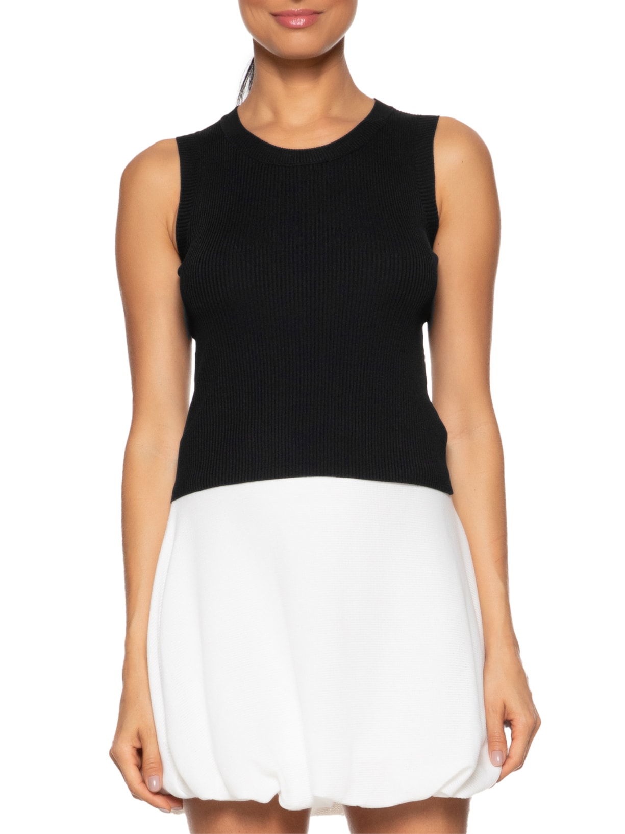 Blusa Feminina Sem Manga Tricot Fresh Preto Market 33