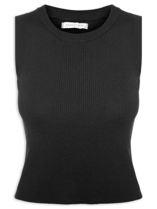 Blusa Feminina Sem Manga Tricot Fresh - Preto