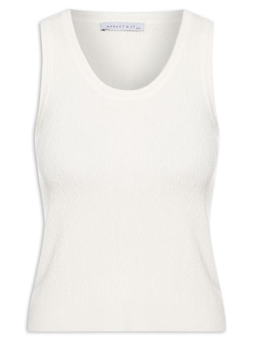 Blusa Feminina Sem Manga Tricot - Off White
