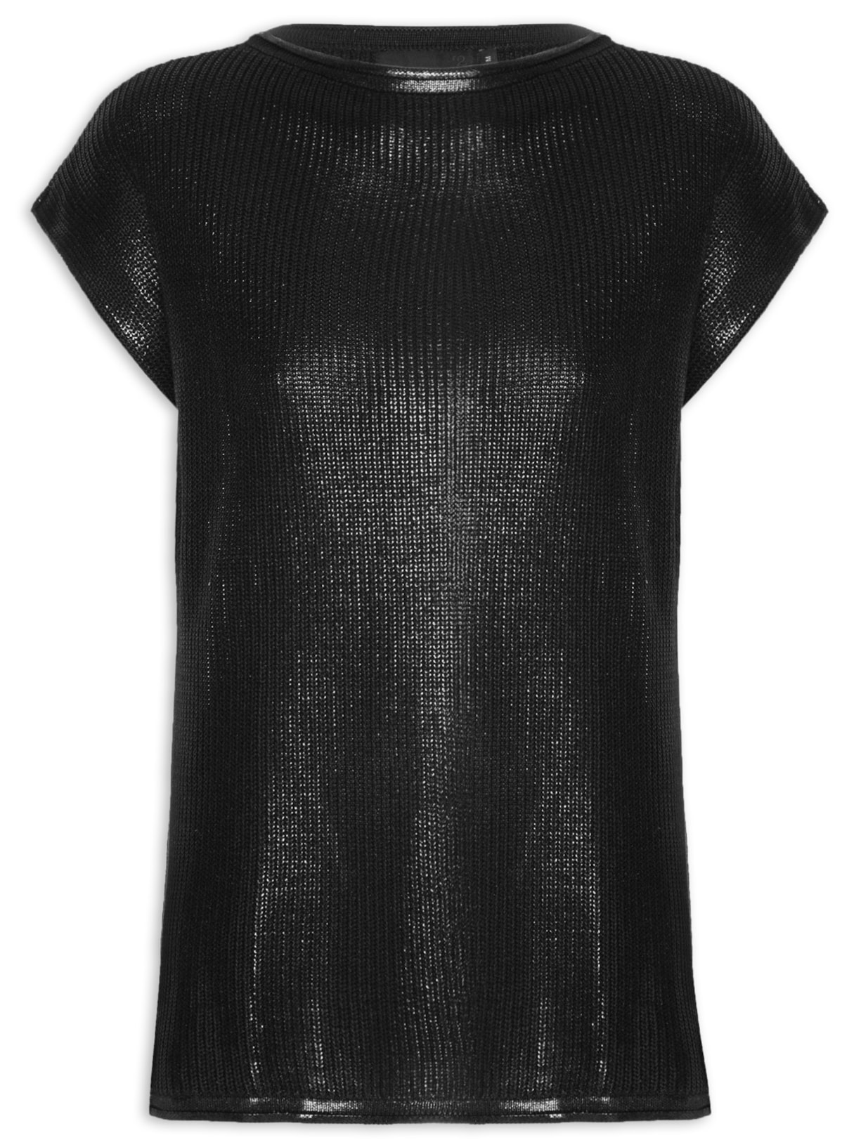Blusa Feminina Sem Manga Tricot - Preto