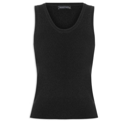 Blusa Feminina Sem Manga Tricot - Preto