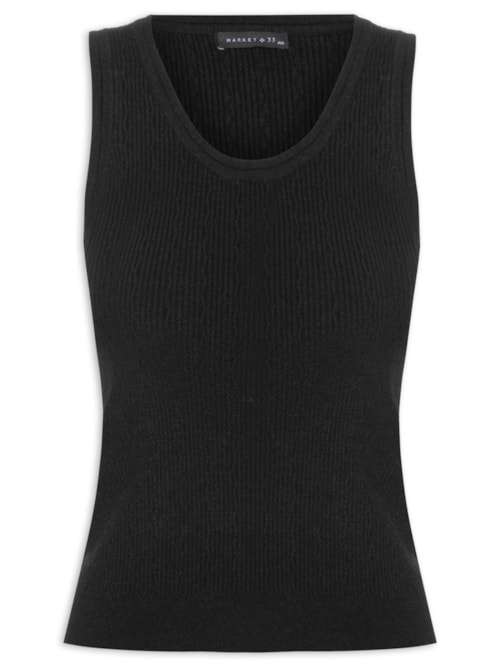 Blusa Feminina Sem Manga Tricot - Preto
