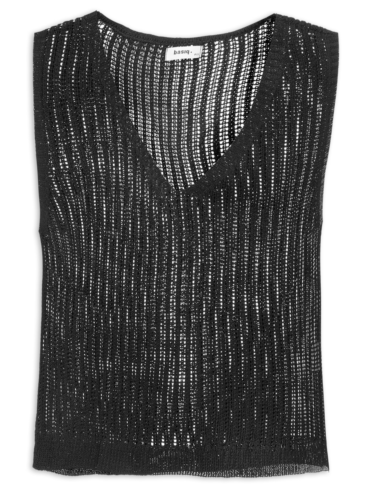 Blusa Feminina Sem Manga Tricot - Preto