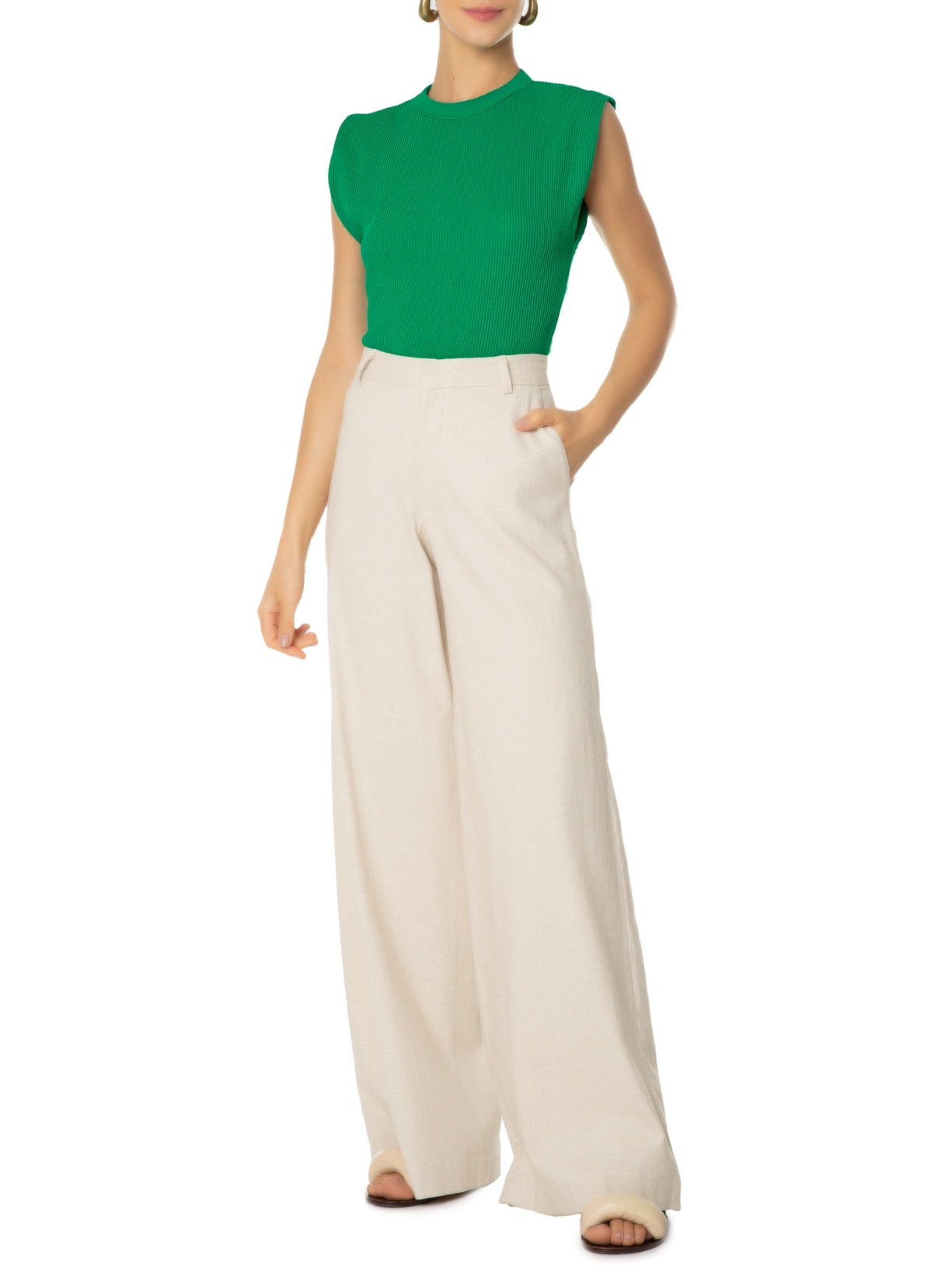 Blusa Feminina Sem Manga Tricot Verde '2Essential