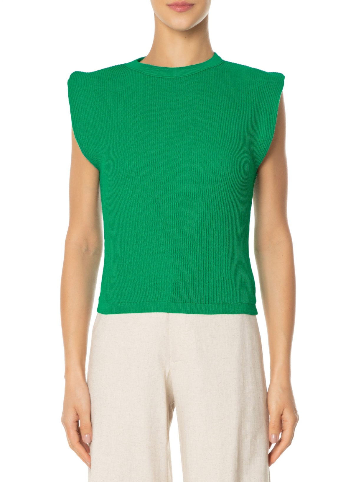 Blusa Feminina Sem Manga Tricot Verde '2Essential
