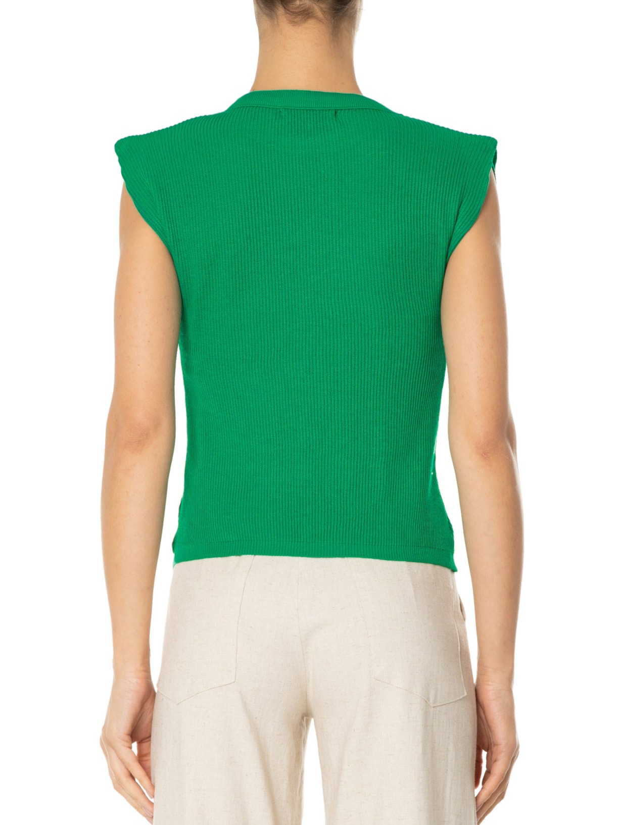Blusa Feminina Sem Manga Tricot Verde '2Essential