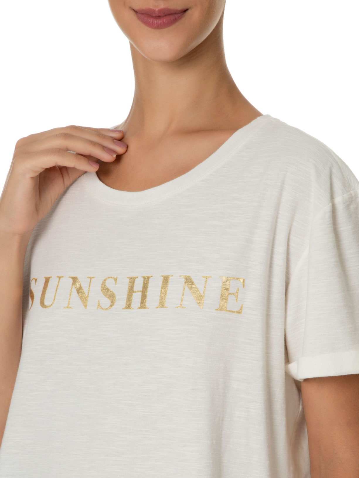 Blusa Feminina Silk Foil Sunshine Branco Maria Filó