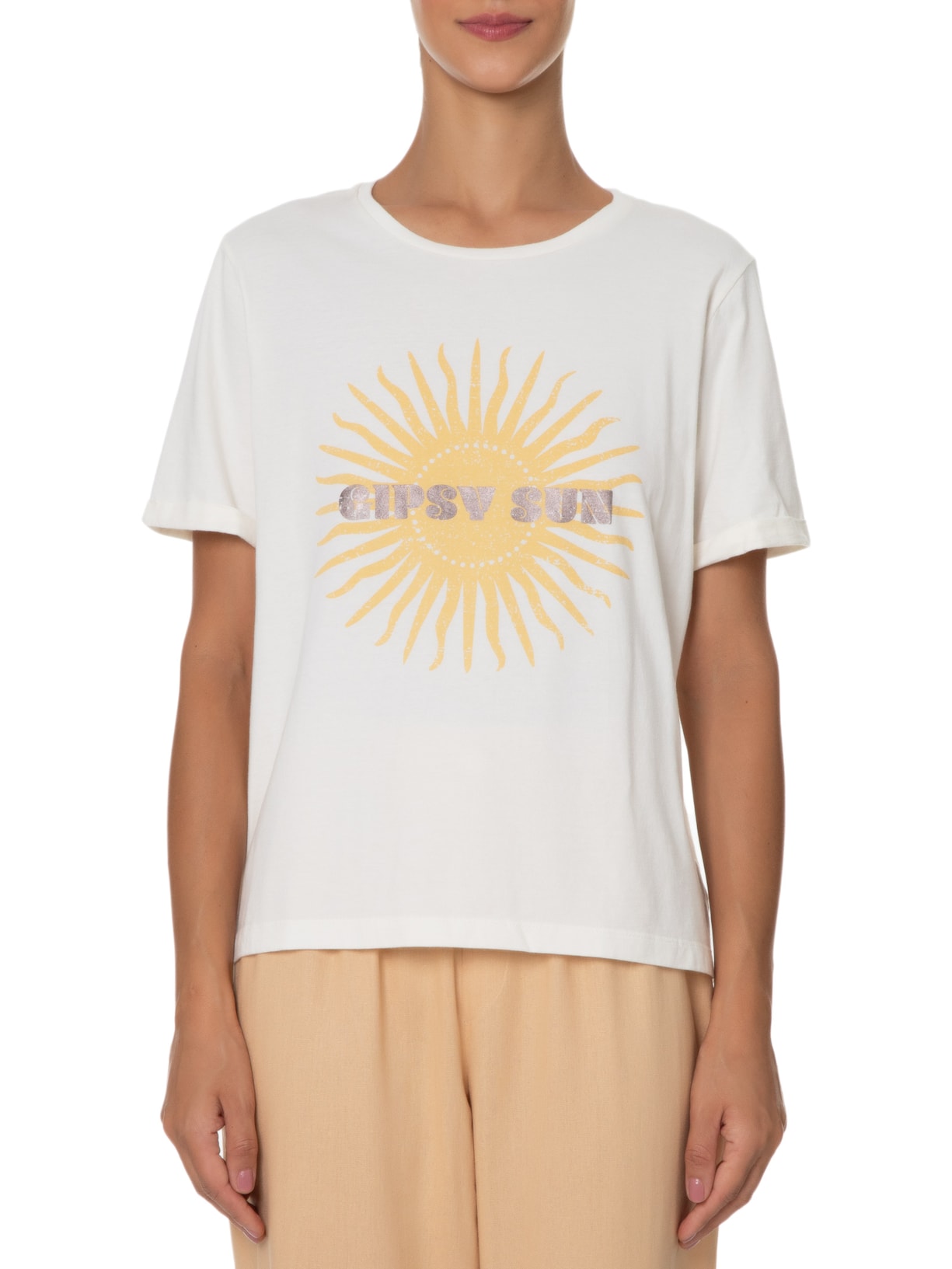 Blusa Feminina Silk Gipsy Sun Off White Maria Filó