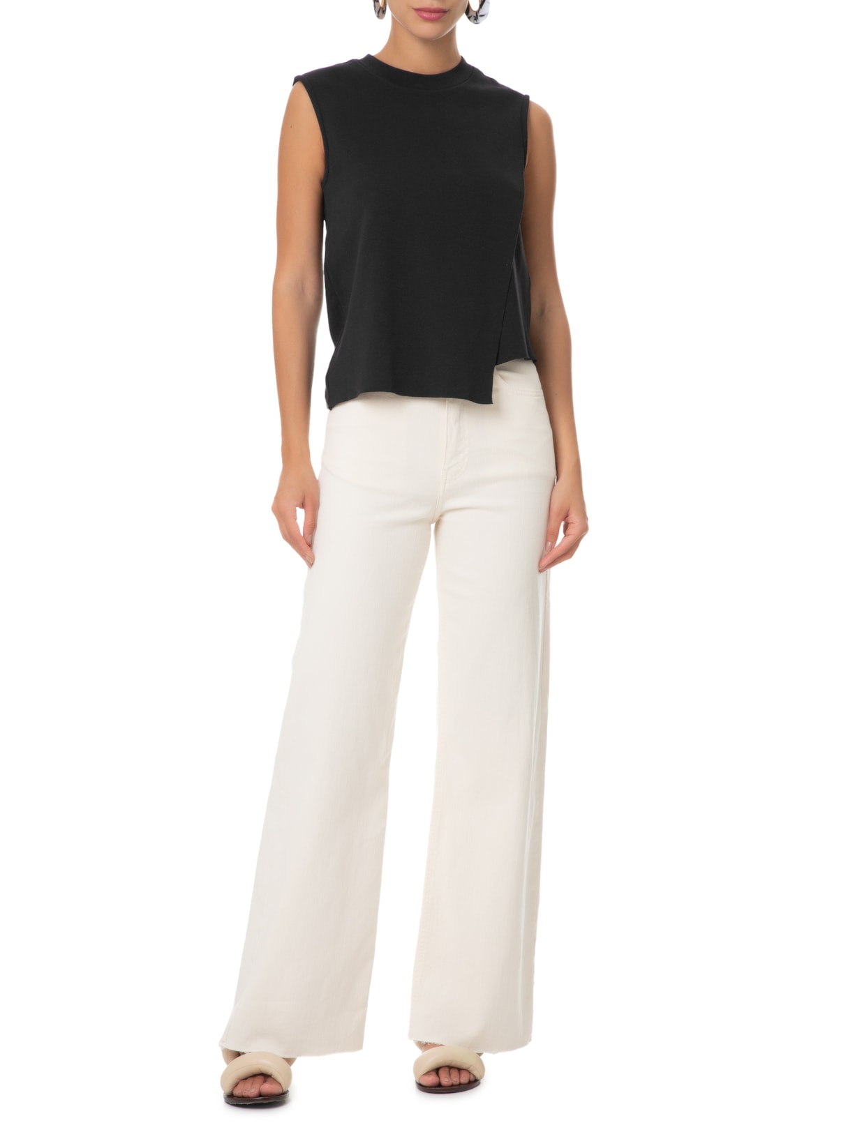 Blusa Feminina Sleeveless Diagonal Preto Osklen