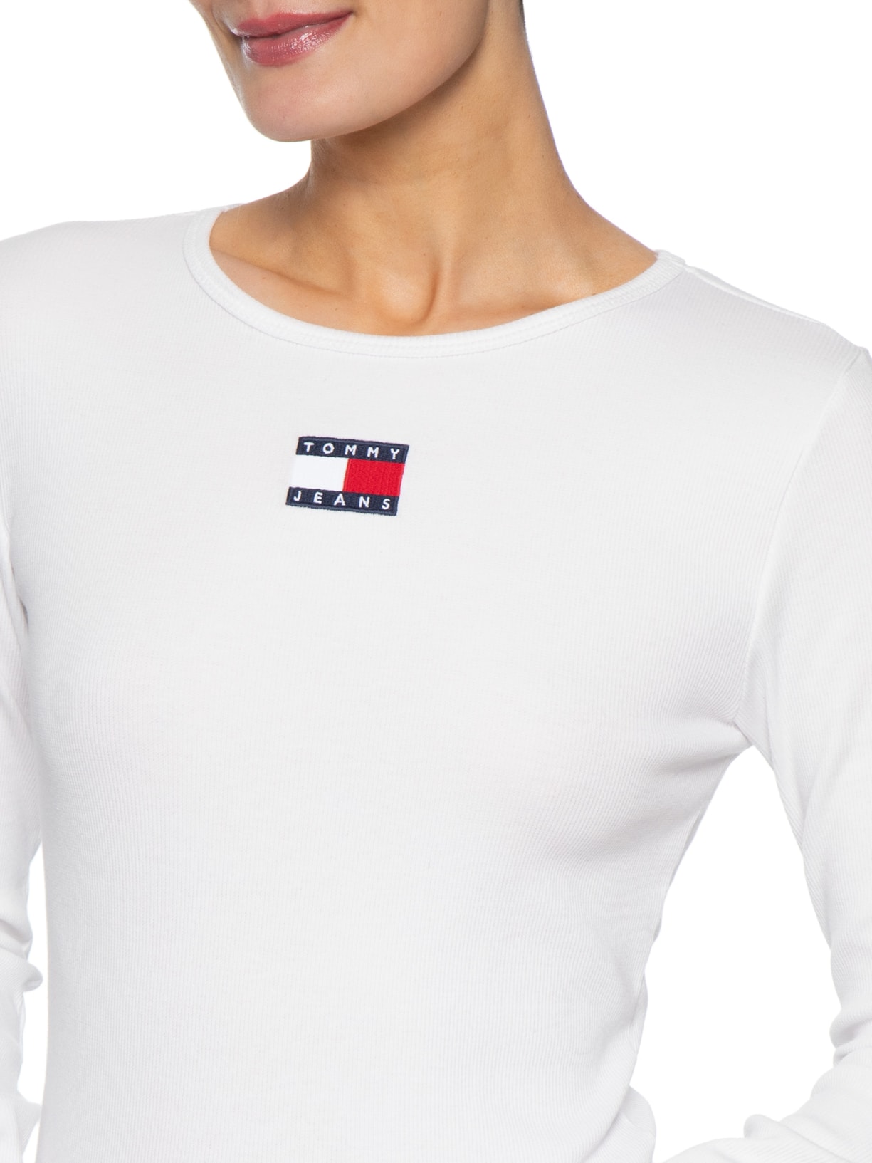 Blusa Feminina Slim Badge Ext Branco Tommy Jeans