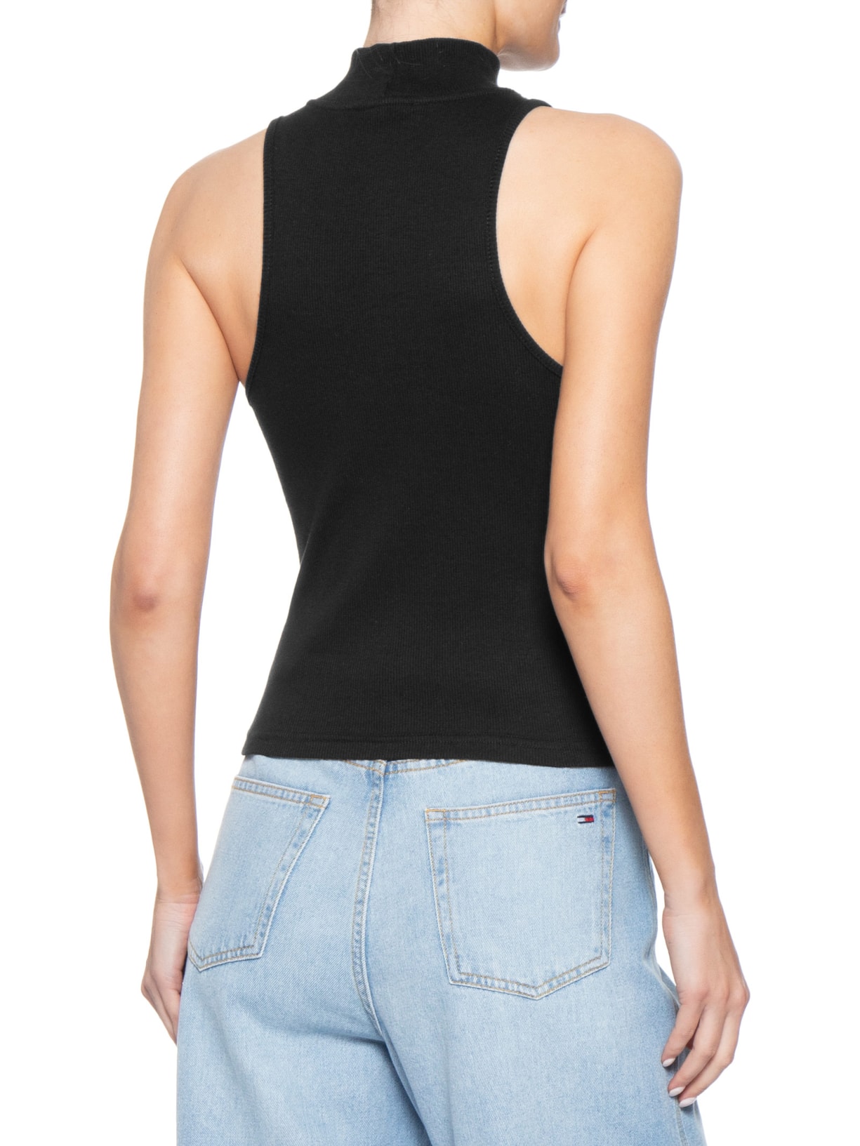 Blusa Feminina Slim Badge Rib Tank Preto Tommy Jeans