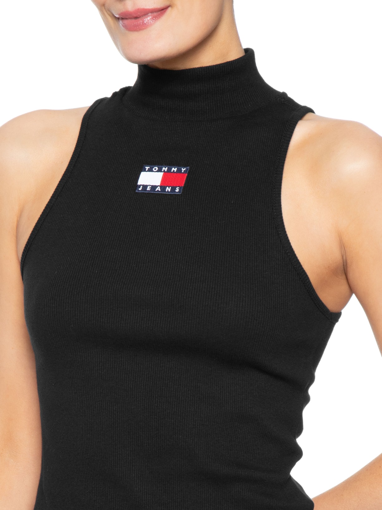 Blusa Feminina Slim Badge Rib Tank Preto Tommy Jeans