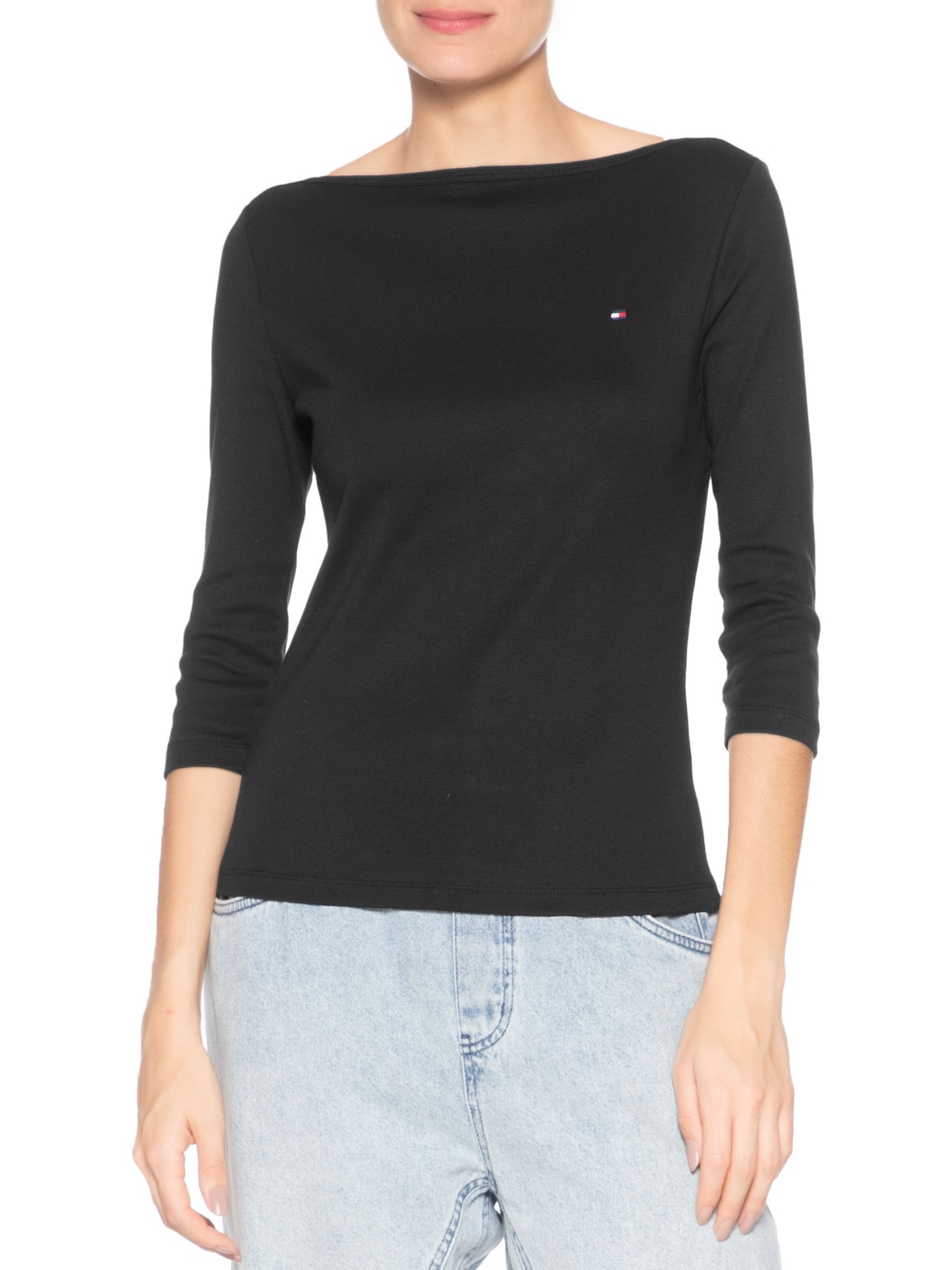 Blusa Feminina Slim Cody Boat Preto Tommy Hilfiger