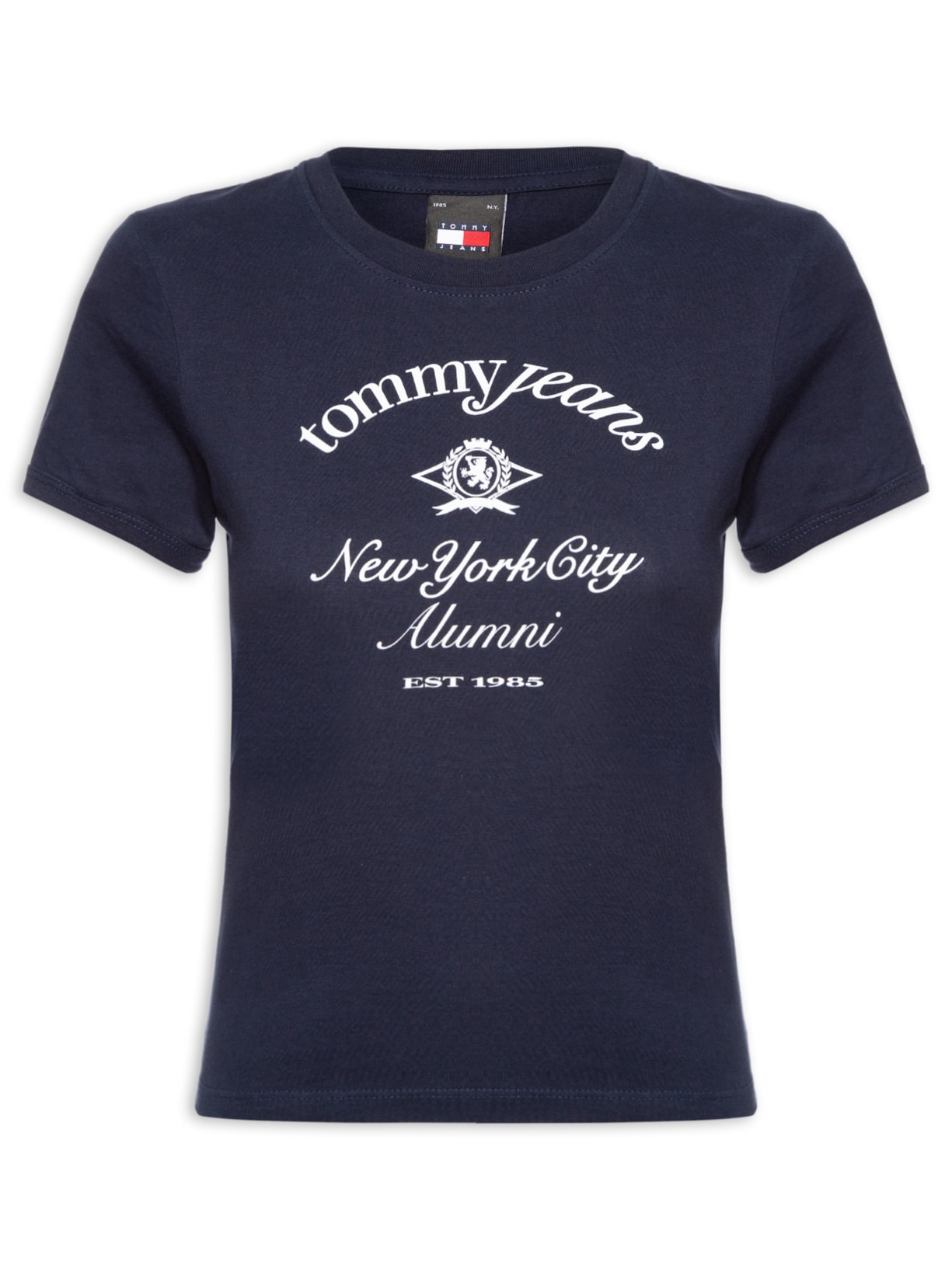 Blusa Feminina Slim Crest Ringer Tee Azul Tommy Jeans