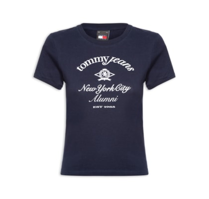 Blusa Feminina Slim Crest Ringer Tee - Azul