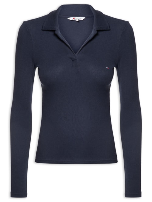 Blusa Feminina Slim Essential Rib Ls – Azul
