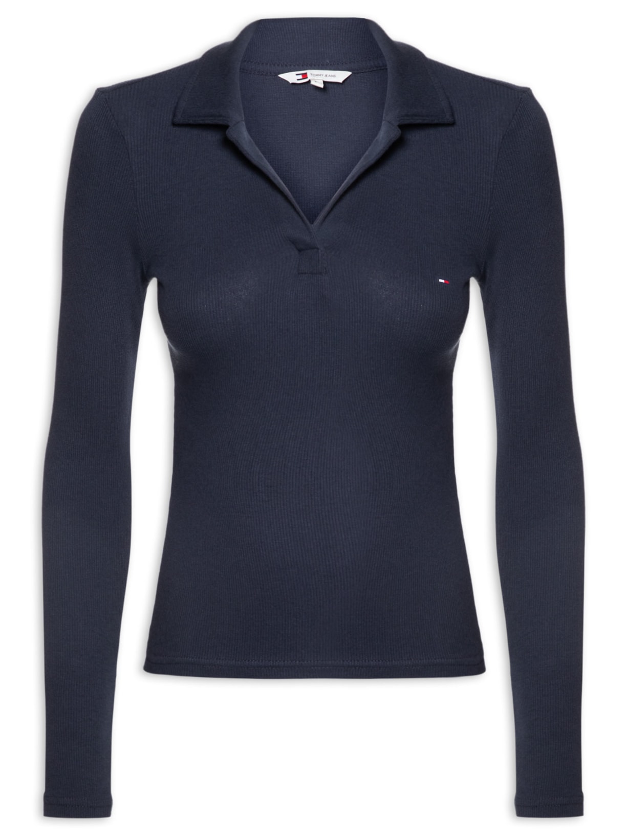 Blusa Feminina Slim Essential Rib Ls – Azul Tommy Jeans