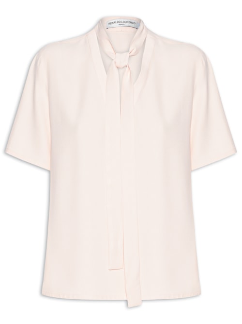 Blusa Feminina Slim Manga Curta Com Transpasse - Rosa
