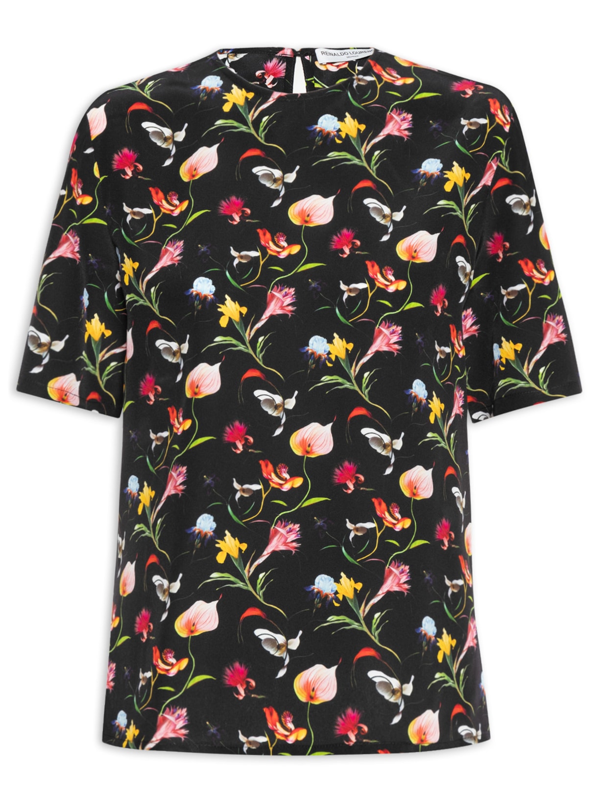 Blusa Feminina Slim Manga Curta - Preto