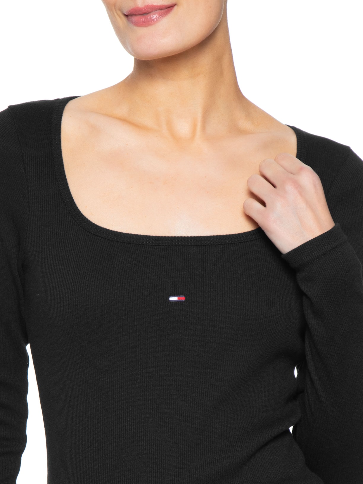 Blusa Feminina Slim Soft Rib Preto Tommy Jeans