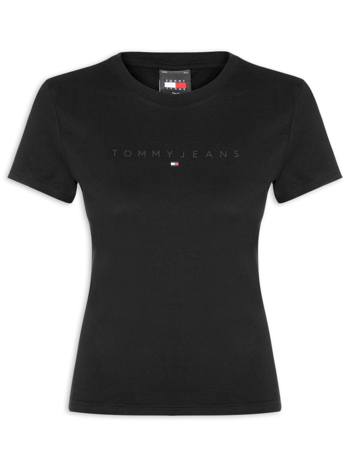 Blusa Feminina Slim Tonal Linear Tee Next Preto Tommy Jeans