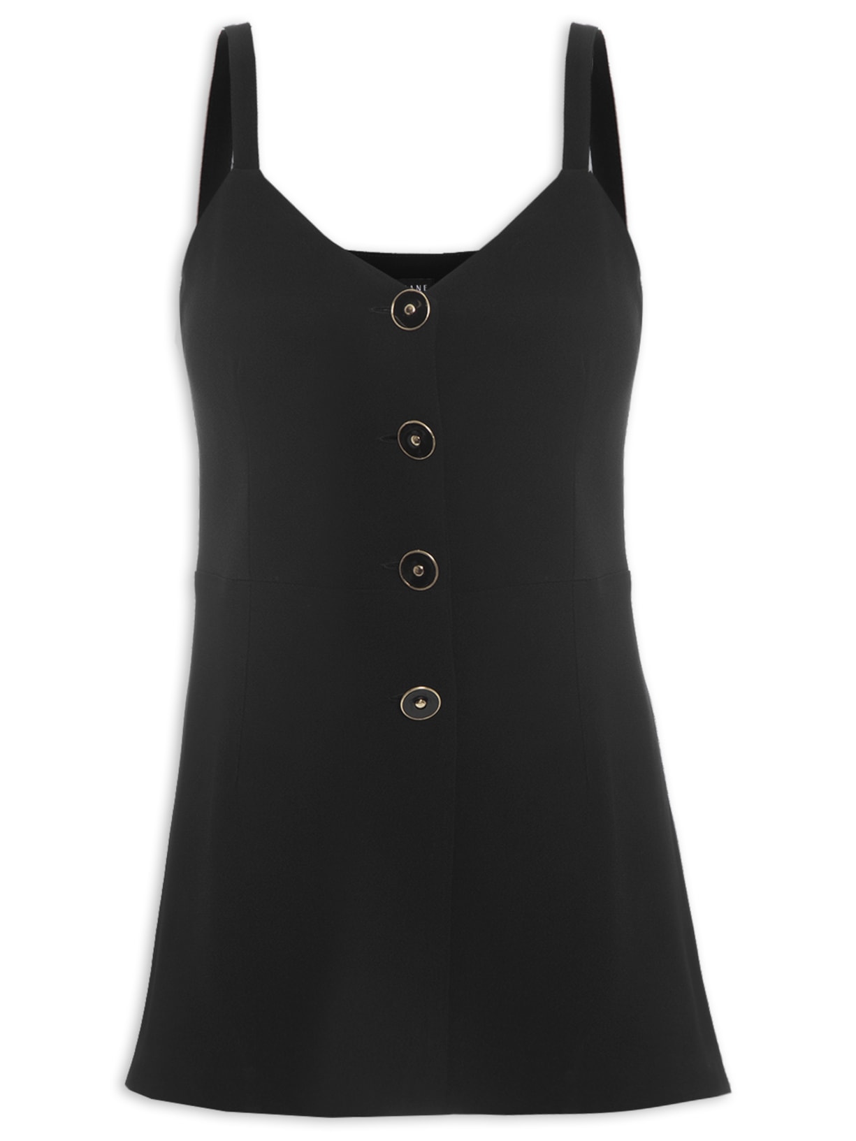 Blusa Feminina Sobreposição Alça - Preto