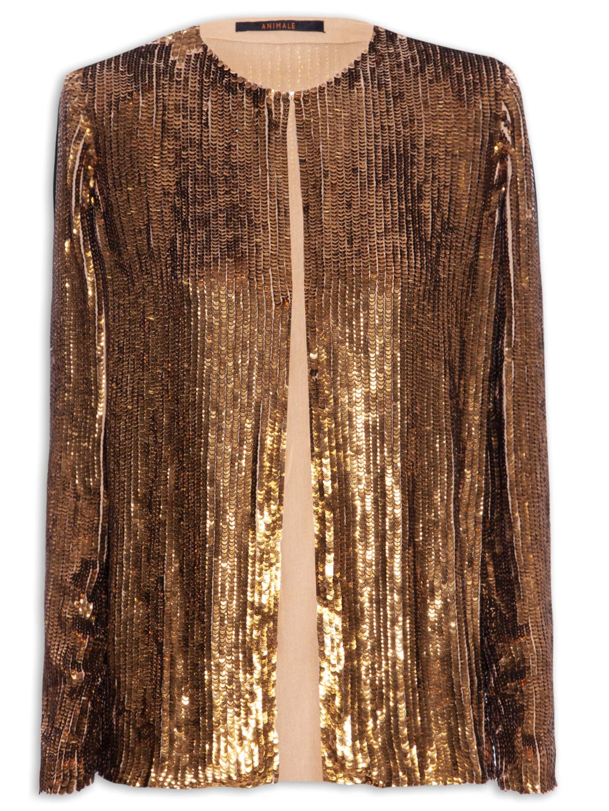 Blusa Feminina Sobreposição Bordada Paetê Côncavo - Dourado