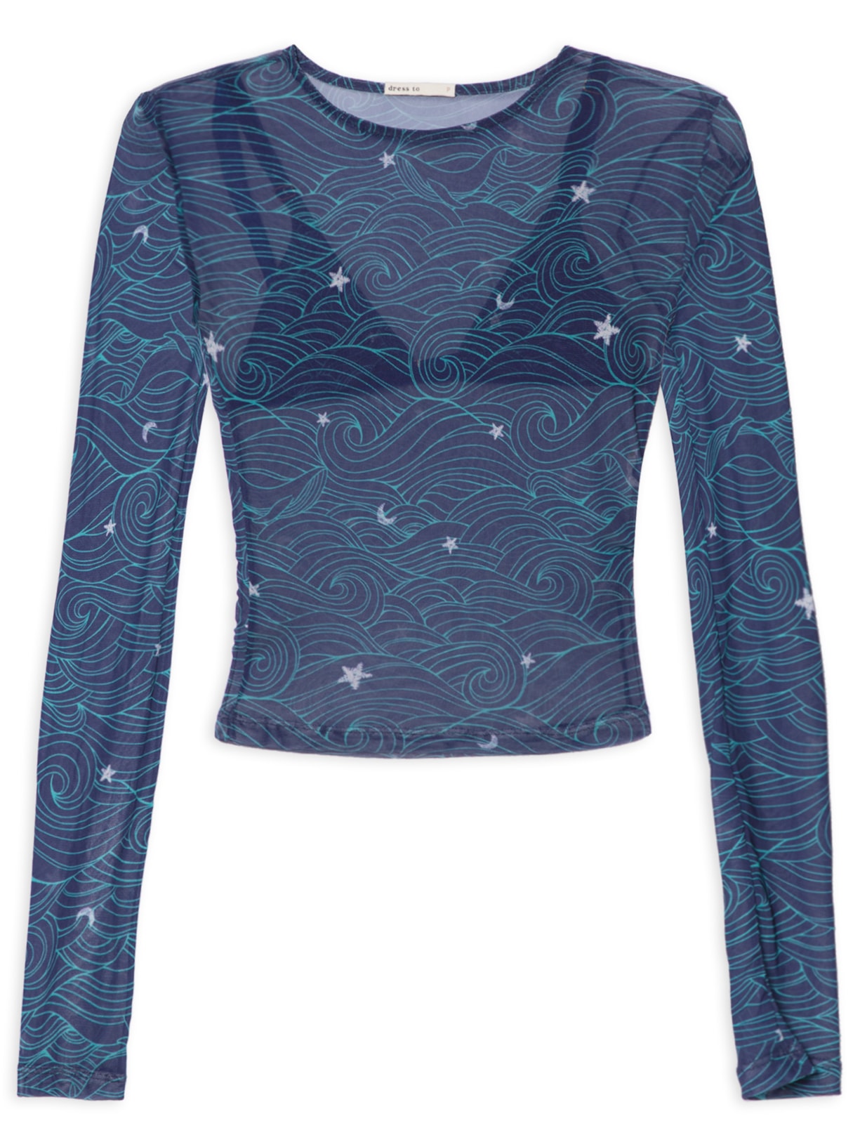 Blusa Feminina Sutien Estampa Maré Cheia - Azul